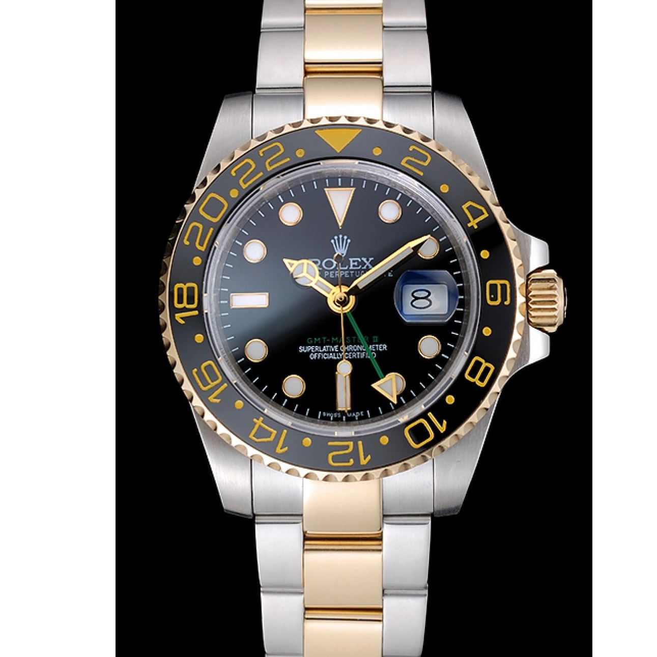 Aaa replica watch Dial Rolex Black GMT Swiss Bezel 80295 Black Master 0517